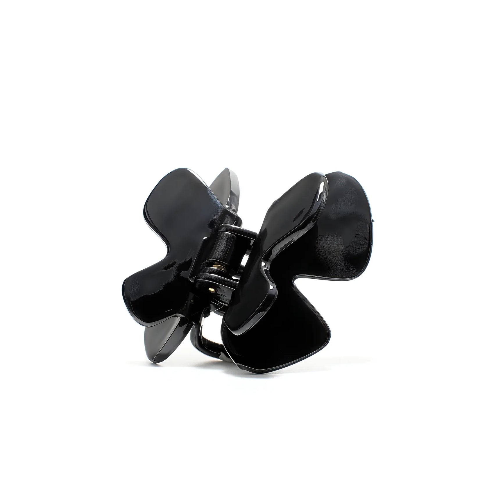 Phoebe 6 claw clip in Piano Black — small jet-black cellulose acetate hair clip, made in France